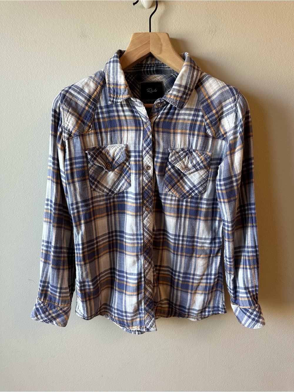 Rails Women’s Blue & White Plaid Button-Up Shirt